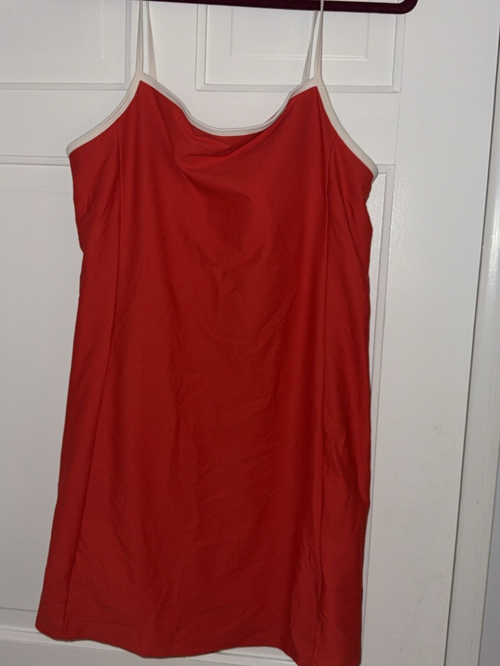 Old Navy Red Slip Dress with Cream Trim